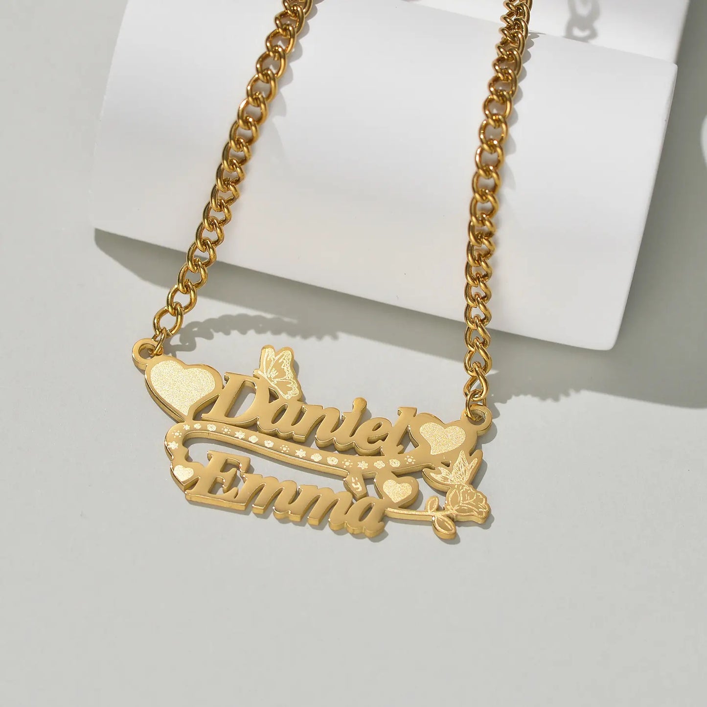 DEFATRY Customize Butterfly 2 Names Necklace